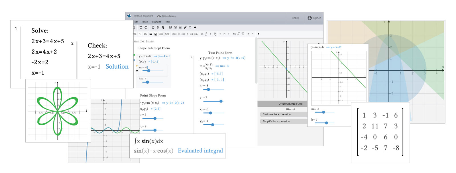 Screenshots of the Maple Learn Interface