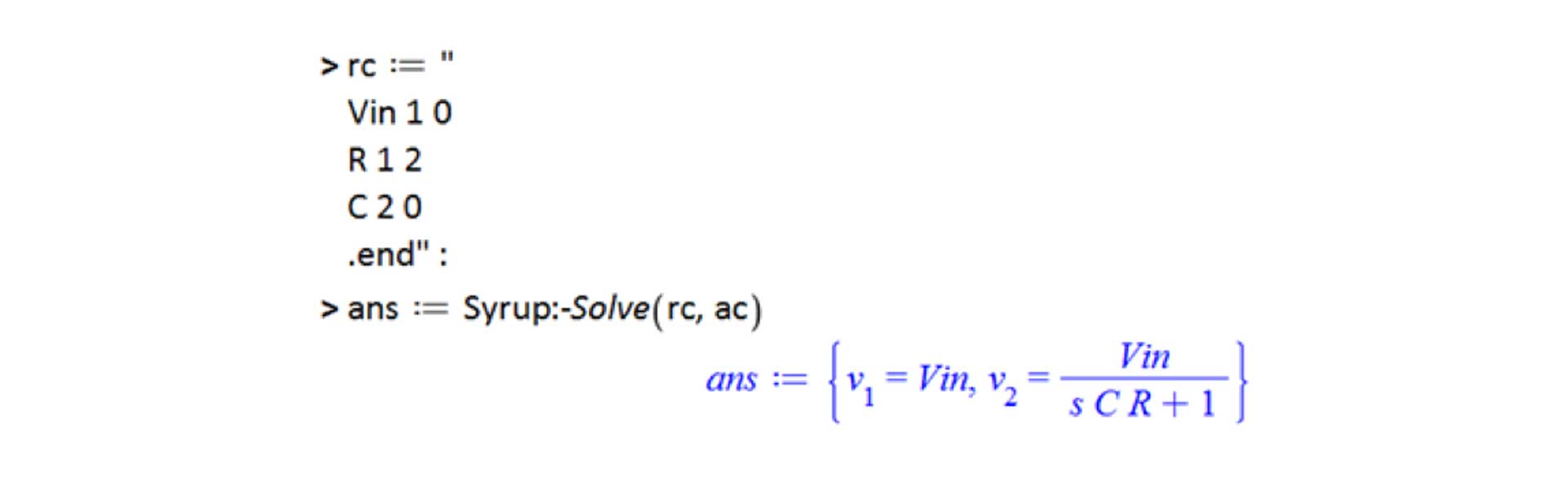 Translating a netlist for a one-pole filter into a transfer function