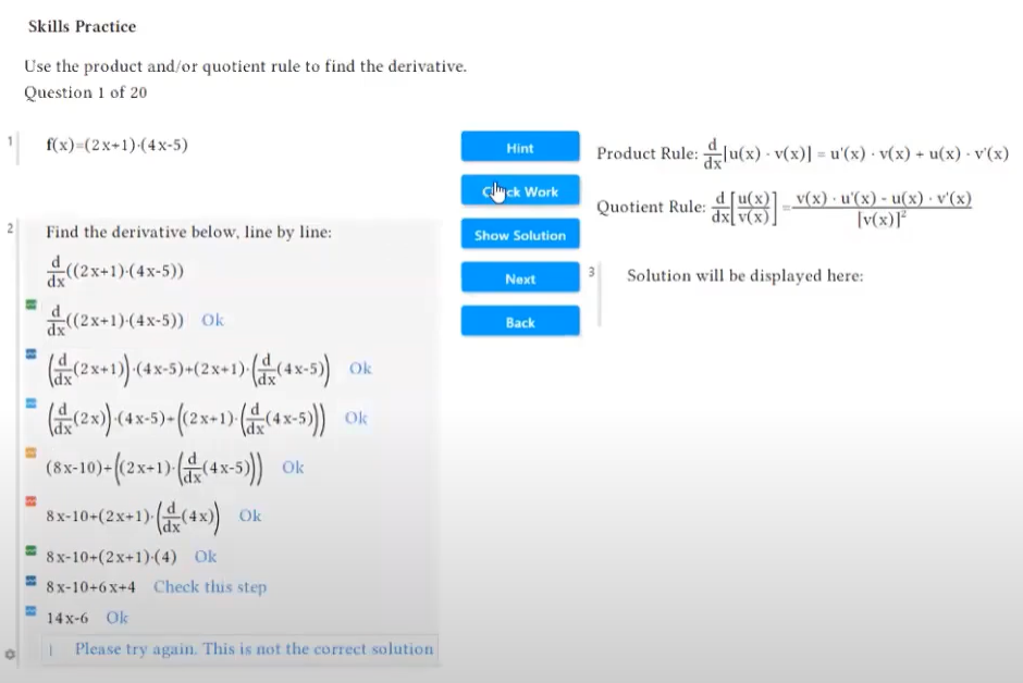 Example: Practice Finding Derivatives: Product and Quotient Rules